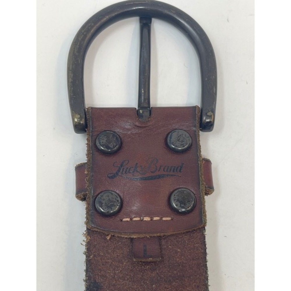 Lucky Brand Leather Belt Women's L Brown Laser Cut Floral Boho Wide - Picture 6 of 7
